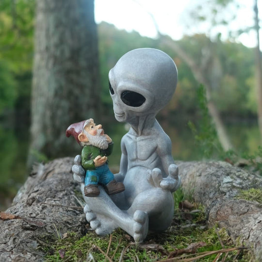 Alien & Gnome Statue
